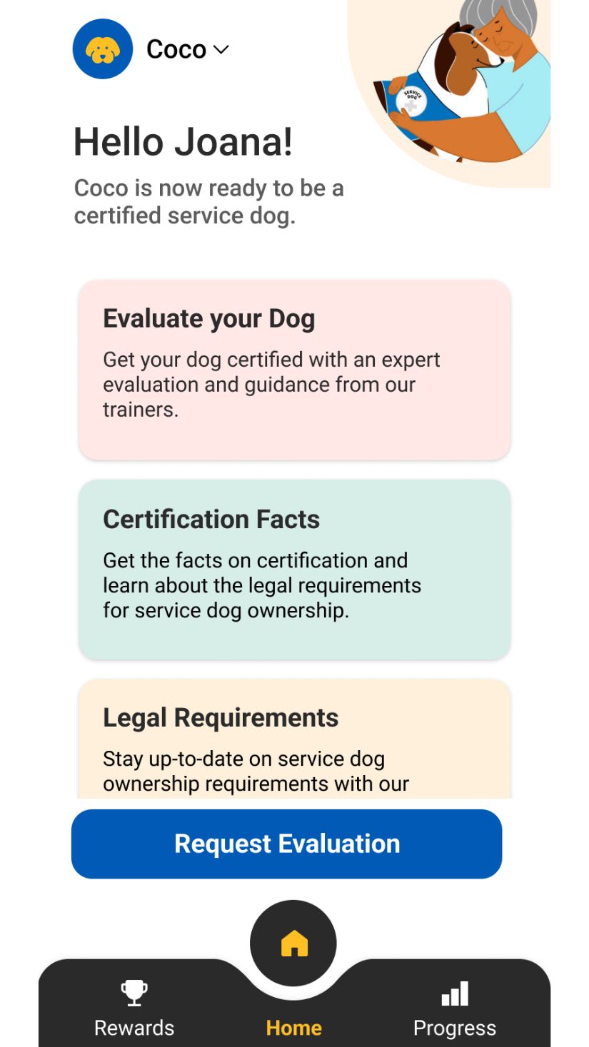 Service dog certification page